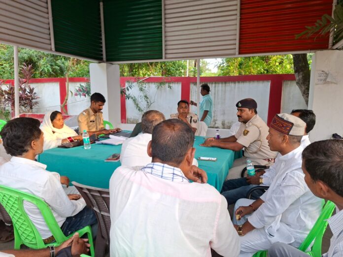 Bahadurpur police conducting Bakrid peace committee meeting with local community members