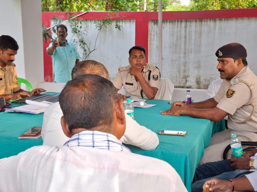Police officials addressing Bakrid peace committee meeting in Darbhanga police station